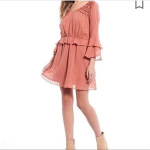 Chelcia and Violet rust color midi dress